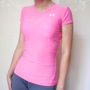 UNDER ARMOUR HeatGear Workout Tee Pink Fitted